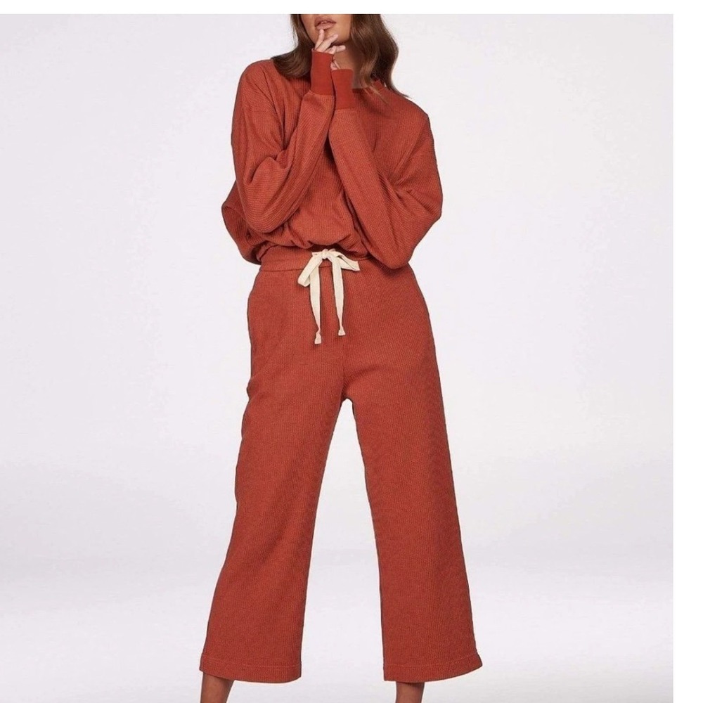 Charlie Holiday Locale Waffle Journey Lounge Pants Rust SIZE XS PANTS ONLY